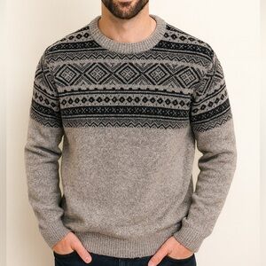 Barbour Grey Cove Neck Wool Blend Sweater XL Fits Like Large